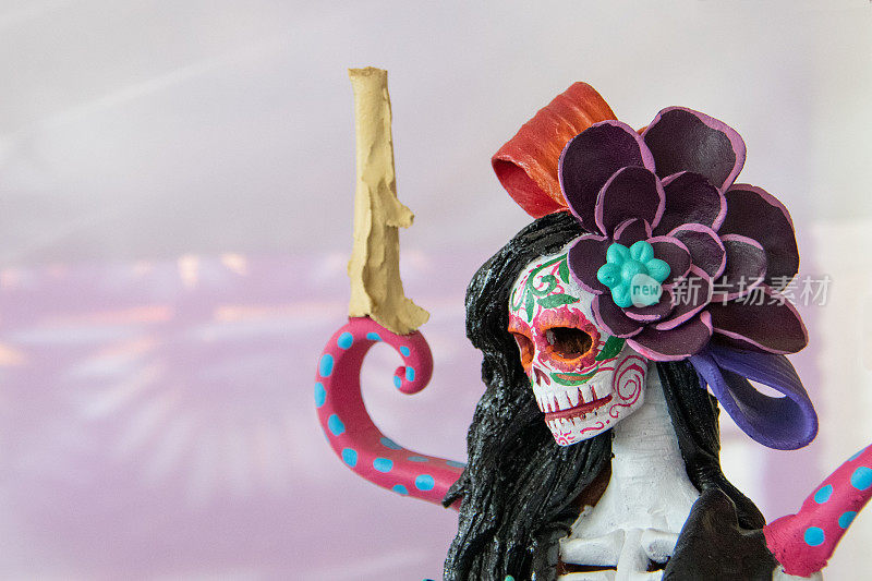 墨西哥，死亡卡特里娜飓风玩偶日-米却肯州的La Calavera卡特里娜